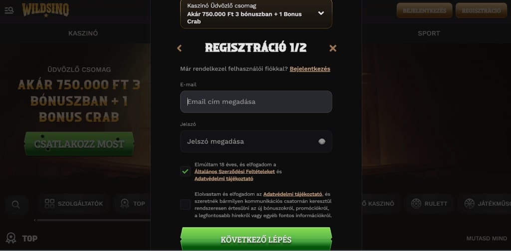 wildsino casino regisztráció