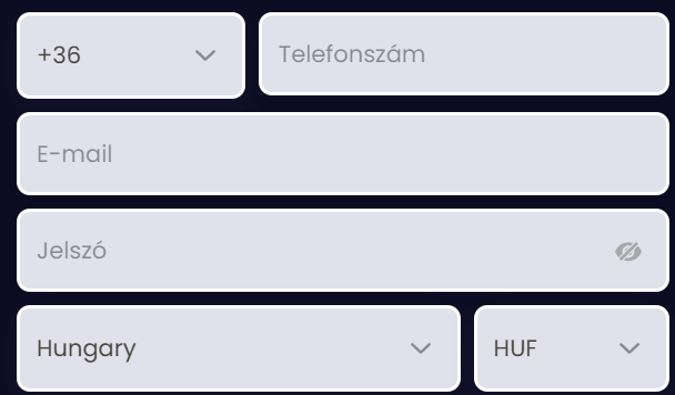 képernyőkép a regisztrációról a Slotsgem 1 lépés