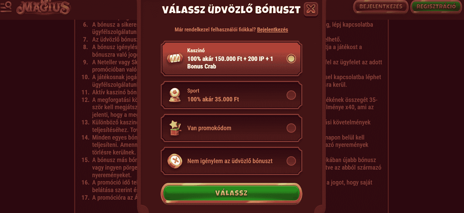 magius regisztráció