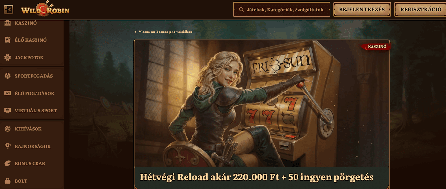 Wildrobin casino Újratöltési bónusz