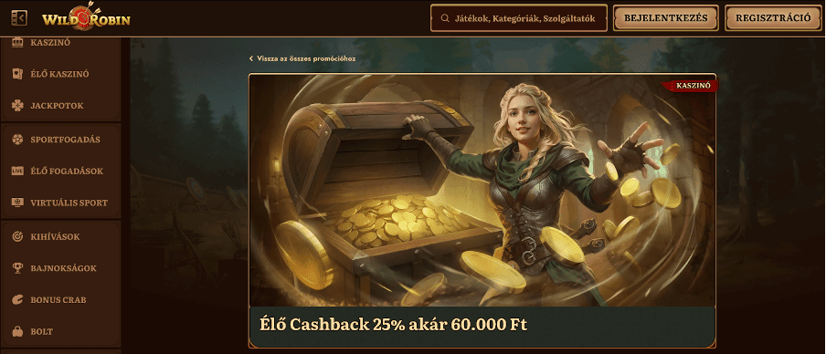 Wildrobin Cashback promóciók