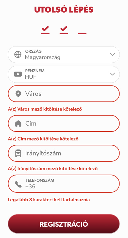 Betista Kaszinó személyes adatkezelés 2. lépés
