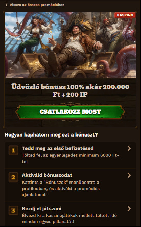 FatPirate Kaszinó Üdvözlő Bónusz