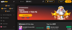 Spinstar Kaszinó honlapja