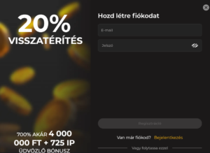 Spinstar Kaszinó regisztráció 1. lépés