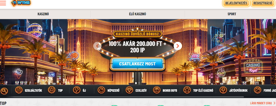 Wyns Kaszinó honlapja