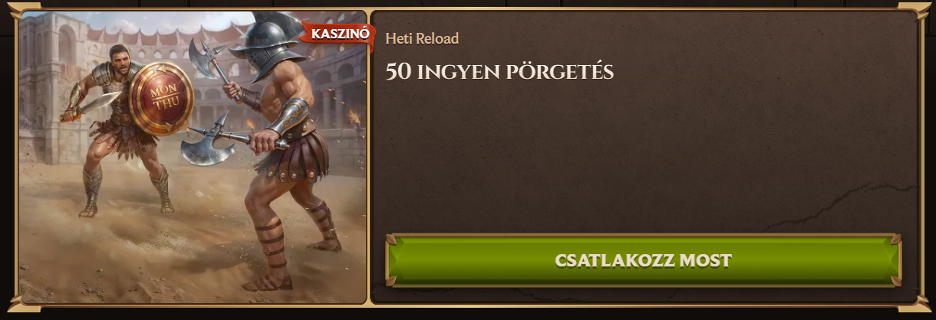 50 ingyenes pörgetéssel gazdagodhatsz, amiket 7 napon belül kell felhasználni.